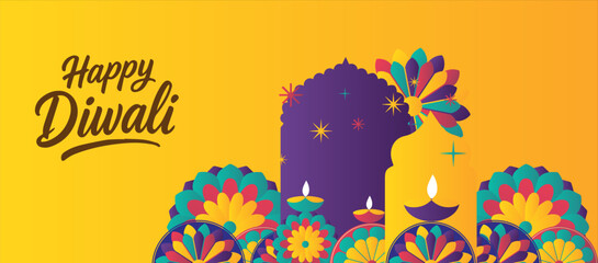 Happy Diwali Festival Background Template. Indian festival of lights. holiday Background, Diwali celebration greeting card, poster, cover, banner, with abstrct golden. Hindu festival modern design.
