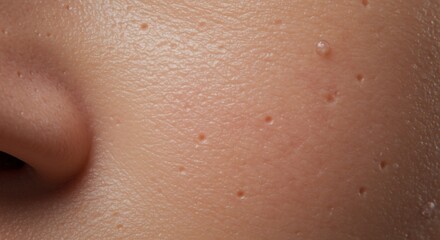 Fototapeta premium Closeup of facial skin with visible pores a small bump and a nose