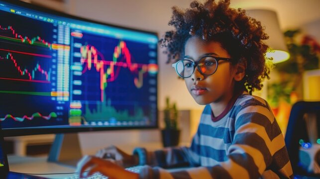 Children's business, Young boss, Invest, Online Trading, Analyzing Statistics 