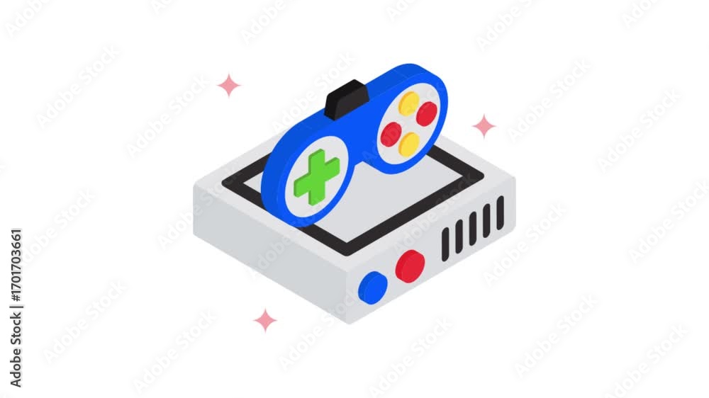 Aufkleber console game isometric animation mp4 file