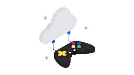 Cloud Gaming isometric animation MP4 file - Powered by Adobe