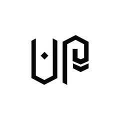 Fototapeta premium UP monogram logo design letter text name symbol monochrome logotype alphabet character simple logo
