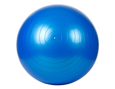 Blue exercise ball icon isolated on a white background.