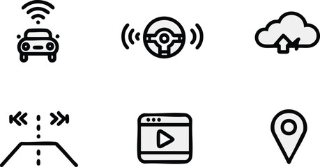 Modern Car Technology Icons Set