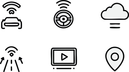 Modern Car Technology Icons Set