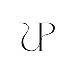 UP monogram logo design letter text name symbol monochrome logotype alphabet character simple logo