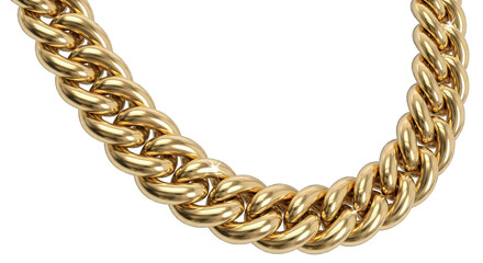 Obraz premium Close up of a thick gold chain isolated on transparent background, a symbol of wealth