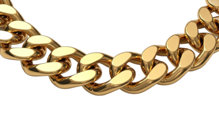 Close up of gold chain isolated on transparent background, a luxurious and stylish accessory