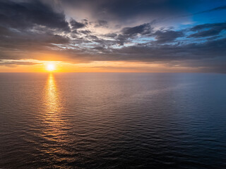 Calm rays of sunshine over Sea in Poland.