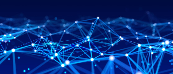 Network or connection. Abstract digital background of points and lines. Glowing plexus. Big data. Abstract technology science background. 3d rendering © WALL-E