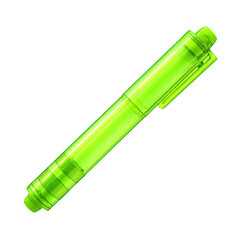 Bright green pen, transparent body