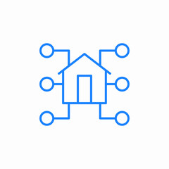 smart home with connections icon sign vector