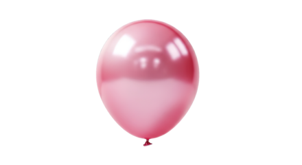 Shiny pink balloon isolated on transparent background, perfect for birthday party decoration