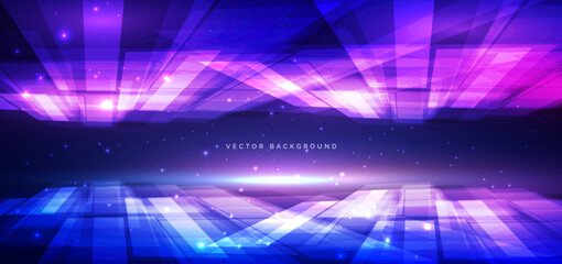 Technology futuristic geometric horizontal background. Communication data, speed movement, concept.