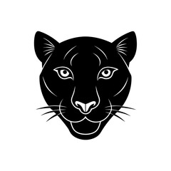 Black panther head vector illustration on transparent background silhouette