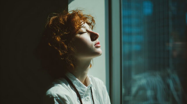A Woman with Red Hair in Sunlight