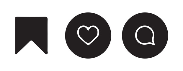 Vector Icons of Favorite, Message, and Sync