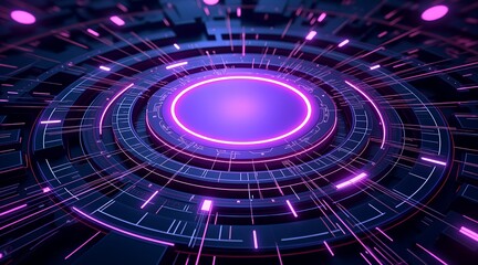 Futuristic Technology Interface with Glowing Purple Elements a Vision of Advanced Technological Integration
