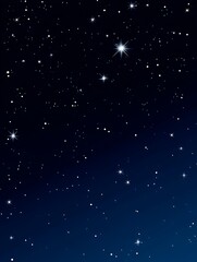 Obraz premium Cartoon style blue gradient night sky background with glowing stars, cute outlined shapes, white highlights, simple lines, dreamy atmosphere, and magical luminous starlight concept.