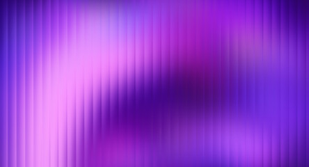 Abstract ribbed glass texture background with vibrant purple and pink light. Futuristic blurred wallpaper. Translucent frosted glass surface