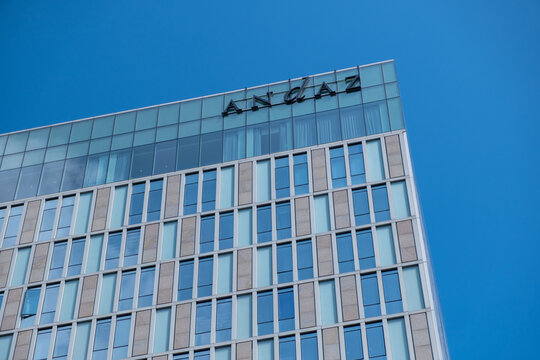 Seoul, South Korea - 23 March 2024: Andaz Seoul Gangnam, a luxury 5 stars hotel. It is a luxury hotel brand by Hyatt that focuses on creating experiences inspired by the local culture.