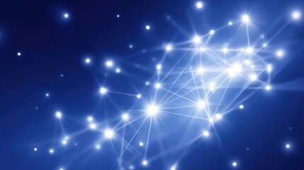 Abstract Blue Network of Connected Luminous Points, Representing Futuristic Technology or Scientific Concept