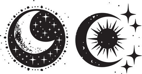 Obraz premium Cosmic Mandala Sun Moon Star Vector