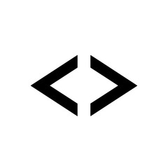 Simple black angle brackets icon on white background