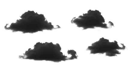 Four piles of dark coffee beans close up isolated on vector