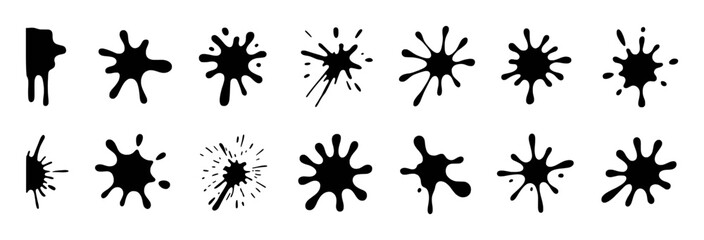 Collection of Black Ink Splatter and Splash Icons