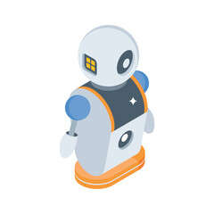 Modern isometric style icon of intelligent robot device