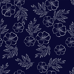 Elegant seamless floral pattern with fall flowers. Repeatable botanical background. Flat vector illustration.