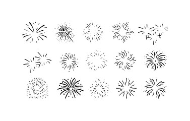 Obraz premium Collection of Hand-Drawn Black and White Firework Illustrations