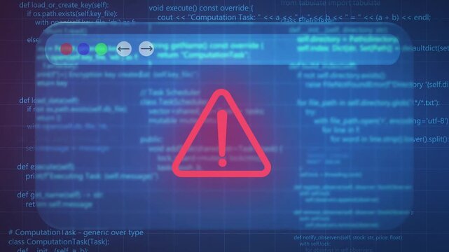Data error cybersecurity alerts displaying warning symbols, animation, hacking threats, data breaches, and internet security issues, a technology concept. - Powered by Adobe