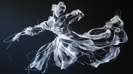 white ink brush stroke painting of a contemporary dancer