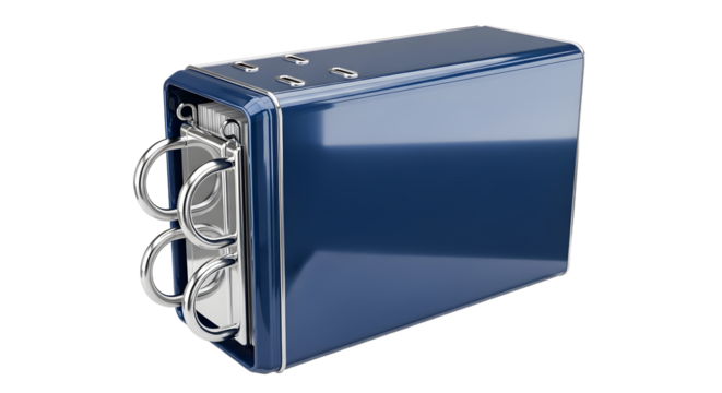 Blue Electronic Locking Box with Metal Rings for Security Storage