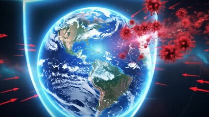 Global Pandemic:  Digital Shield Against Viral Outbreak Animation - Powered by Adobe