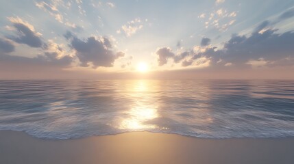 Obraz premium Pastel colored sky reflecting over shimmering coastal waves high resolution picture