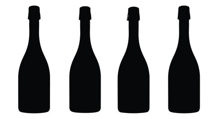 Four silhouette champagne bottles standing in a row ready for celebration vector