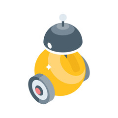 Handy isometric style icon of sci-fi droid character