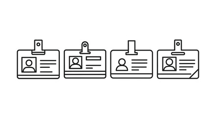 Hand drawn id cards and lanyards set for business access security identification and recognition vector