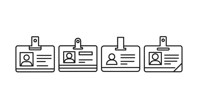 Hand drawn id cards and lanyards set for business access security identification and recognition vector