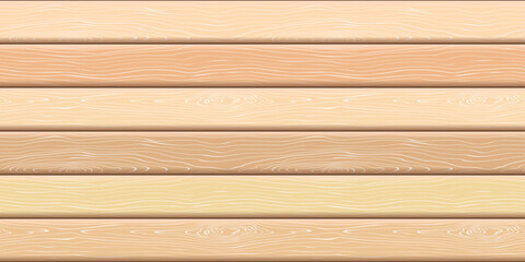 Wood plank wall, horizontal slats, wood texture seamless pattern, vector design