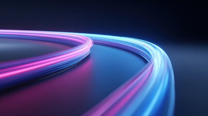 Abstract Light Trails in Pink and Blue: Modern Technology and Data Visualization Concept