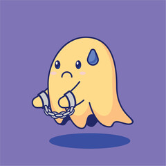 Sad Prisoner Ghost Cartoon Vector Illustration
