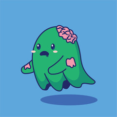 Adorable zombie ghost Cartoon Vector Illustration