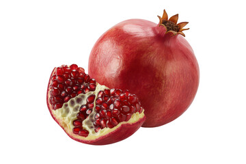 Pomegranate and a half isolated on transparent background the pomegranate is a fruit that is native to the middle east and is rich in antioxidants