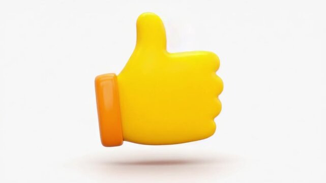 Bright yellow thumbs up icon animation with orange cuff