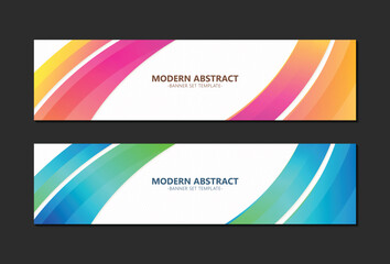 Modern Abstract Gradient Curve Shape Website Header Banner Set Template