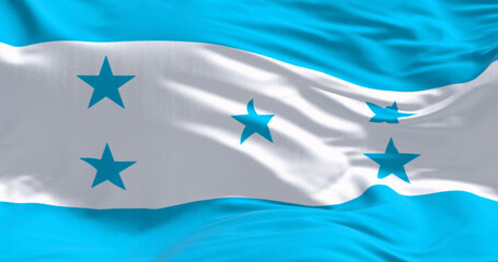 Close-up of Honduras national flag waving